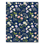 Pink White Floral Sprig Navy Rug