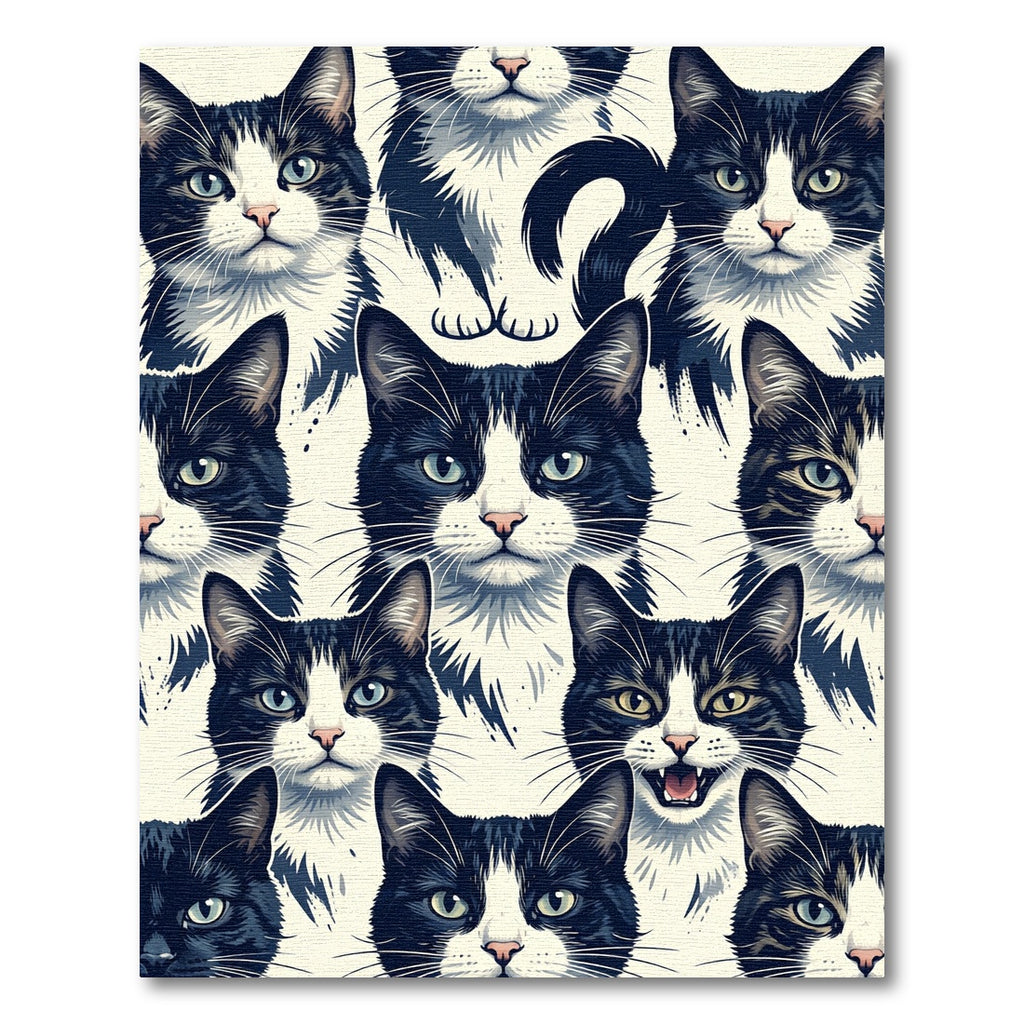 Monochrome Black and White Cat Portrait Rug