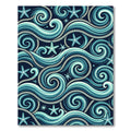 Blue Nautical Swirl and Starfish Ocean Rug