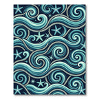 Blue Nautical Swirl and Starfish Ocean Rug