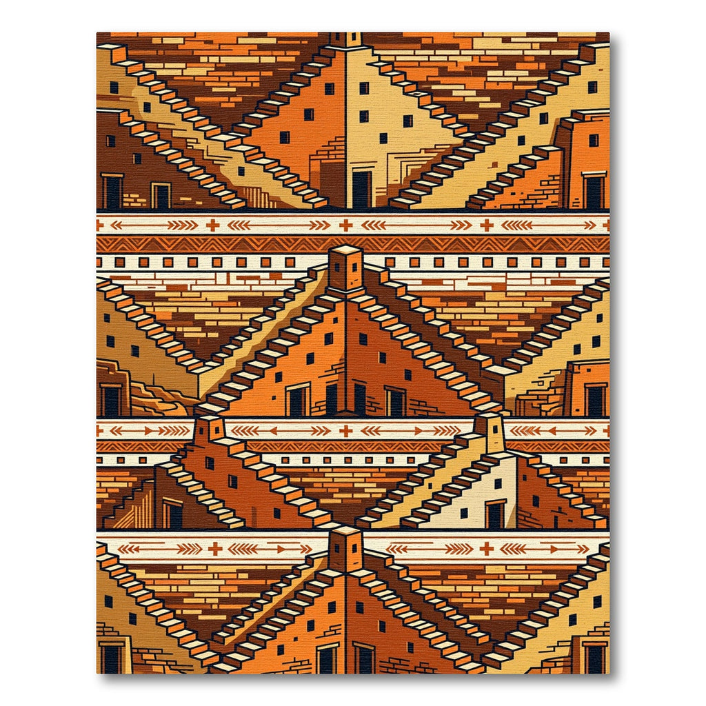 Terracotta Architecture Staircase Geometric Rug