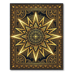 Radiant Golden Sunburst Celestial Geometry Rug