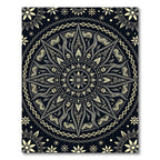 Mystic Celestial Black Gold Sun Medallion Rug