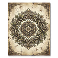 Ornate Baroque Foliage Medallion Cream Rug
