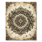 Ornate Baroque Foliage Medallion Cream Rug