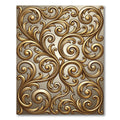 Ornate Golden Baroque Scrollwork Rug