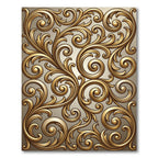Ornate Golden Baroque Scrollwork Rug