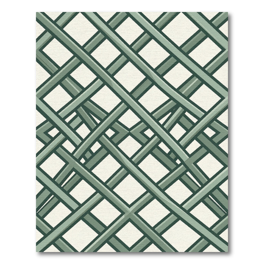 Sage Green Layered Lattice Grid Rug
