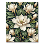 Elegant Cream Magnolia Bloom Botanical Rug