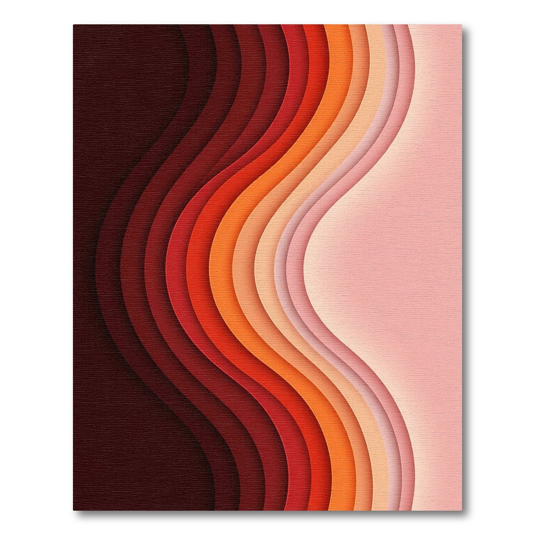 Crimson Orange Layered Wave Rug