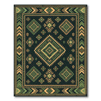 Green Yellow Geometric Diamond Aztec Rug