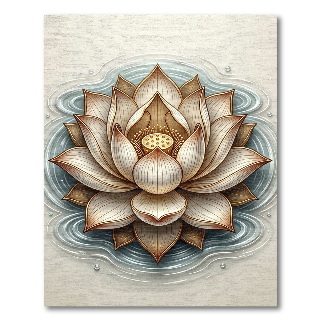 Golden Lotus Flower Water Ripples Rug