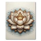Golden Lotus Flower Water Ripples Rug