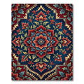 Deep Crimson Blue Floral Medallion Rug