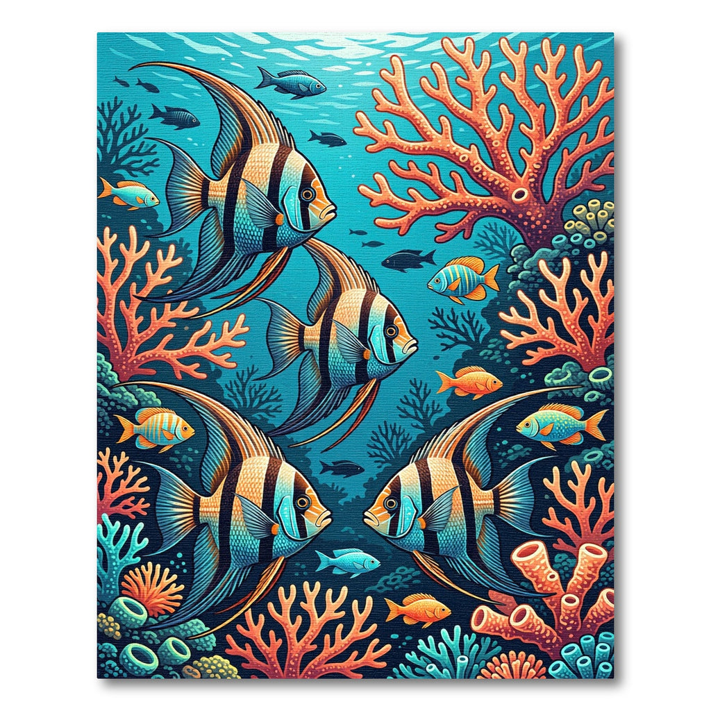 Vibrant Tropical Coral Reef Angelfish Rug