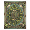 Sage Green Ornamental Foliage Medallion Rug