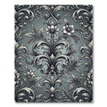 Intricate Silver Blooming Acanthus Scrollwork Rug