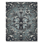 Intricate Silver Blooming Acanthus Scrollwork Rug