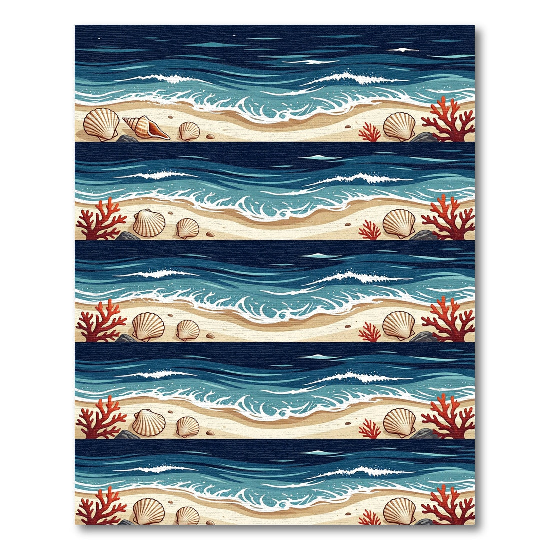 Coastal Coral Reef Beach Waves Rug