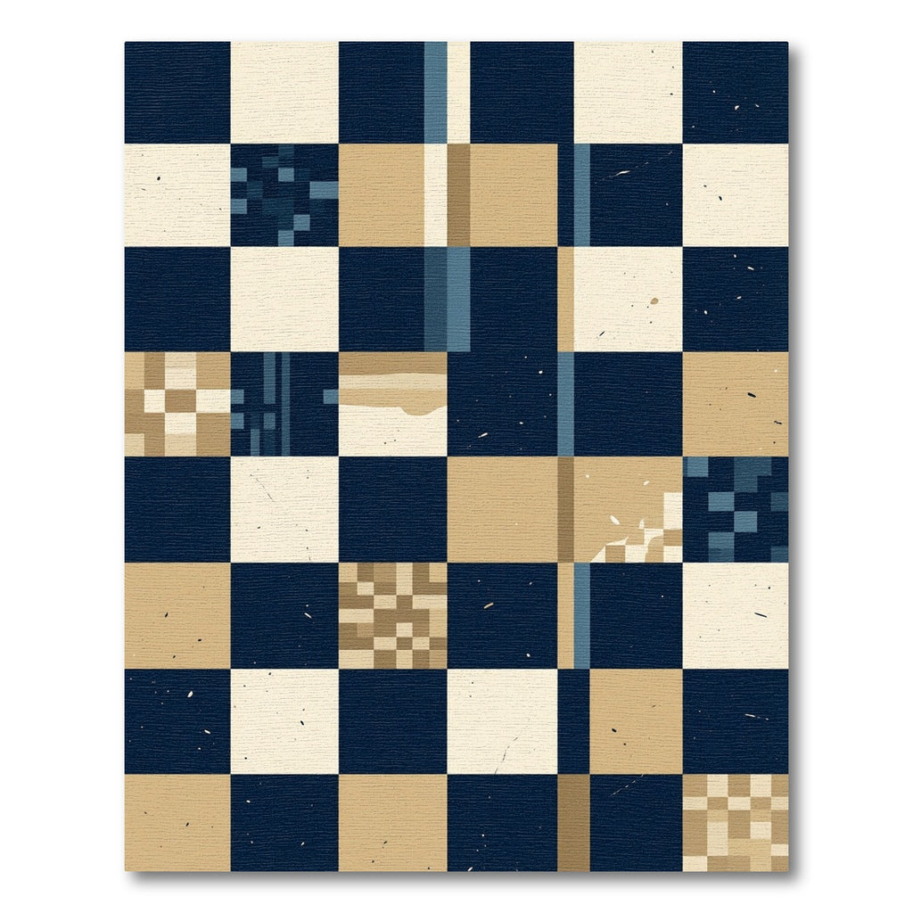 Modern Geometric Grid Navy Sand Rug