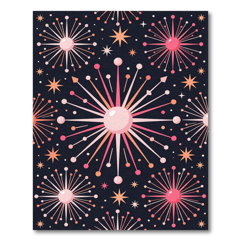 Retro Pink Starburst Burst Pattern Rug