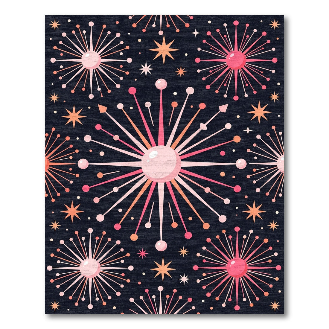 Retro Pink Starburst Burst Pattern Rug