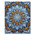Golden Filigree Navy Frost Snowflake Decorative Rug