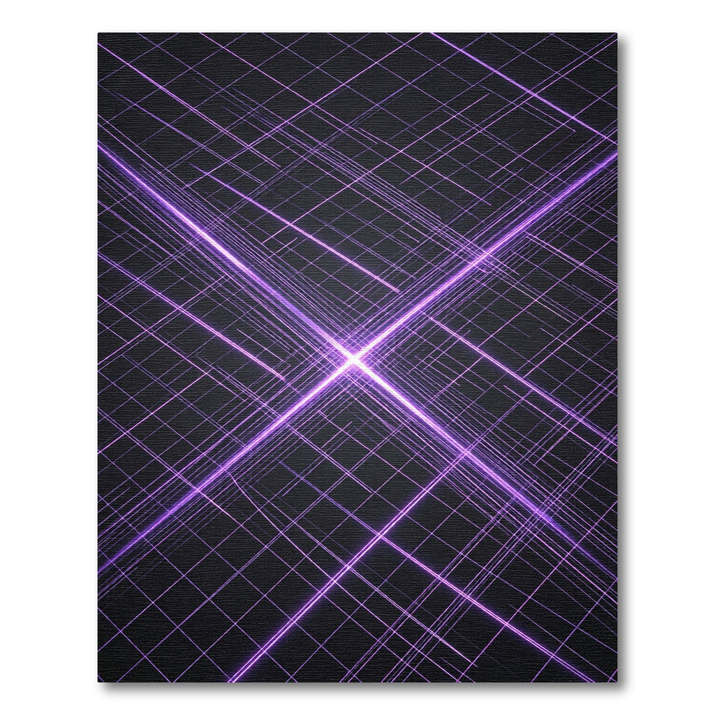 Luminous Purple Cyber Grid Lines Rug
