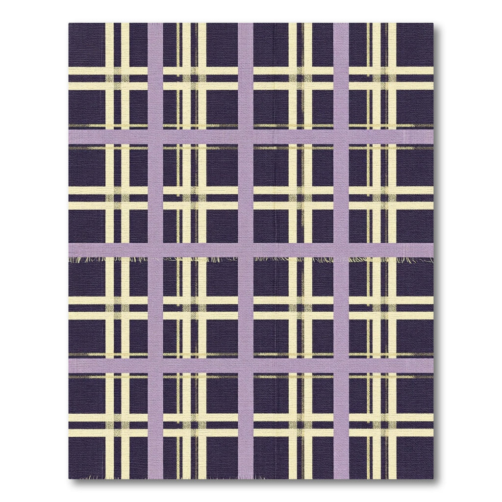 Deep Purple Cream Plaid Grid Rug