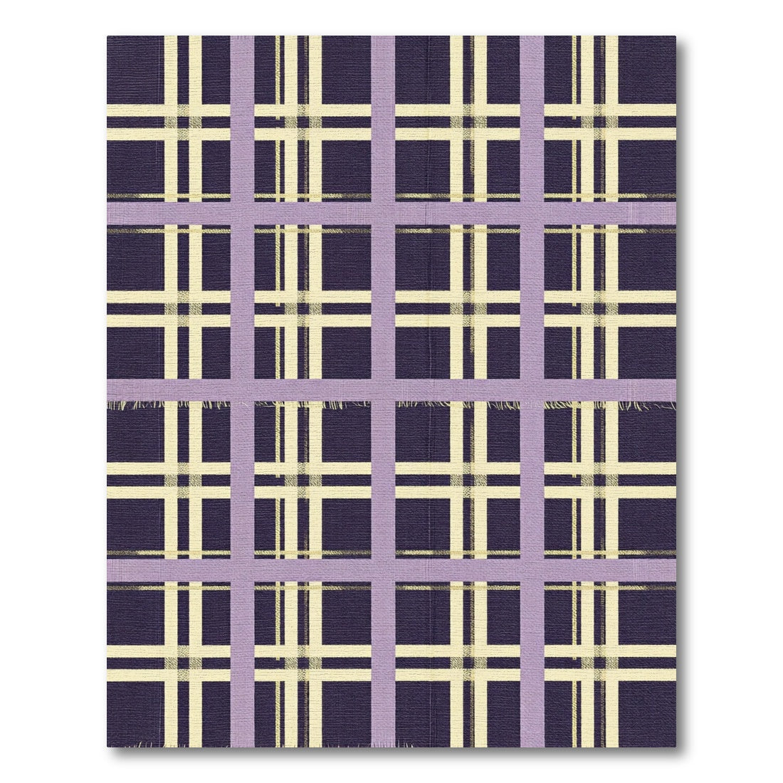 Deep Purple Cream Plaid Grid Rug