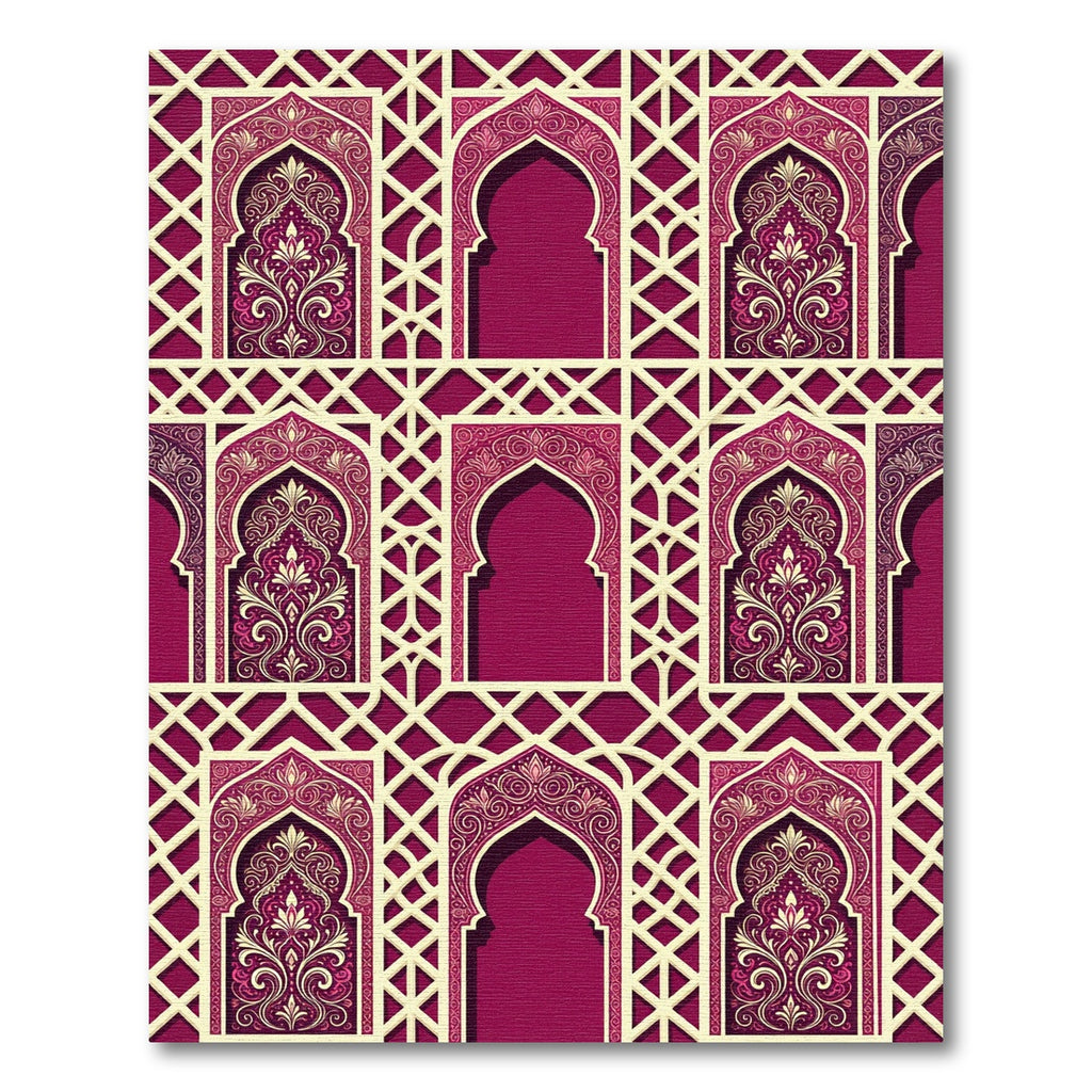 Burgundy Archway Ornate Filigree Lattice Rug