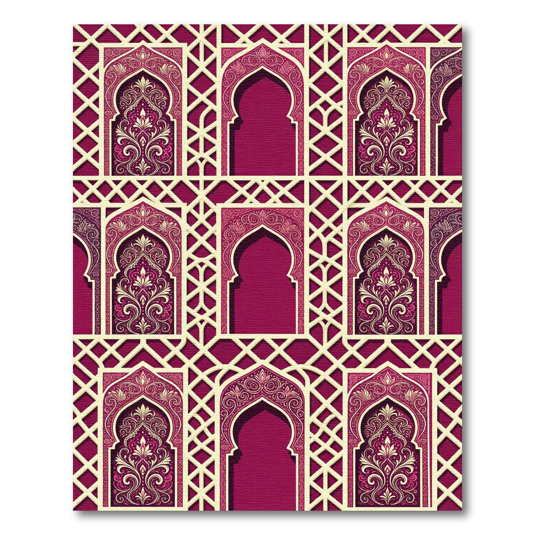 Burgundy Archway Ornate Filigree Lattice Rug
