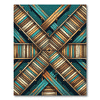Geometric Teal and Brown Plank Cross Rug