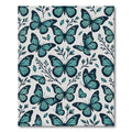 Whimsical Teal Butterfly Botanical Garden Rug