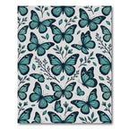Whimsical Teal Butterfly Botanical Garden Rug