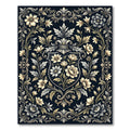 Classic Black Floral Shield Emblem Rug