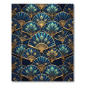 Art Deco Blue Gold Peacock Fan Rug