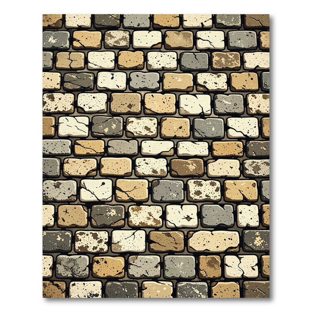 Rustic Stone Masonry Earth Tone Mosaic Rug