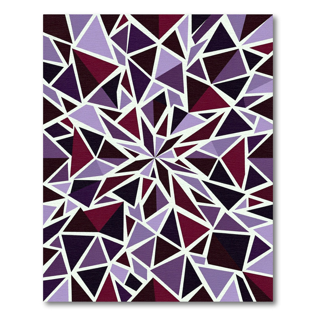Geometric Amethyst Purple Fragmented Mosaic Rug