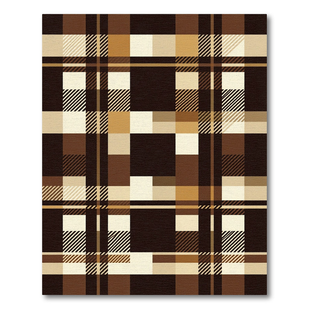 Warm Brown Plaid Crossing Lines Rug
