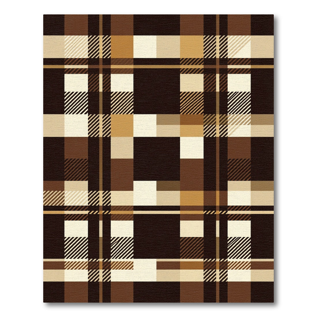 Warm Brown Plaid Crossing Lines Rug