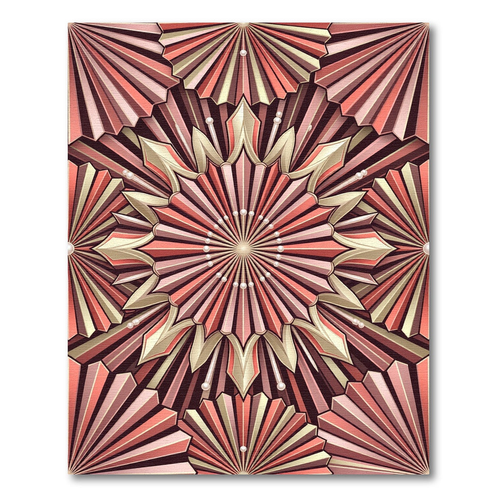 Art Deco Gold Peach Fanburst Rug