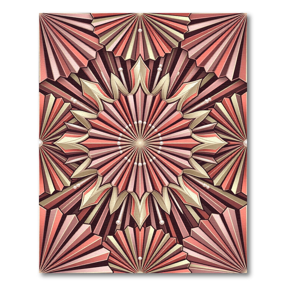 Art Deco Gold Peach Fanburst Rug