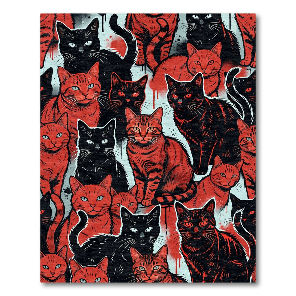 Crimson Black Cats Blood Splatter Rug