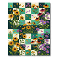 Vibrant Checkerboard Wildflower Garden Rug