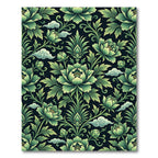 Jade Green Floral Scroll Cloud Rug