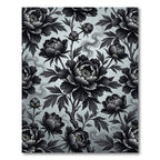 Monochromatic Floral Peony Botanical Art Rug