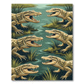 Savage Swamp Gator Reptile Illustration Rug