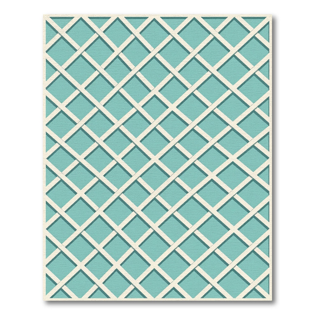 Aqua Blue Intersecting Lattice Grid Rug