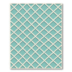 Aqua Blue Intersecting Lattice Grid Rug